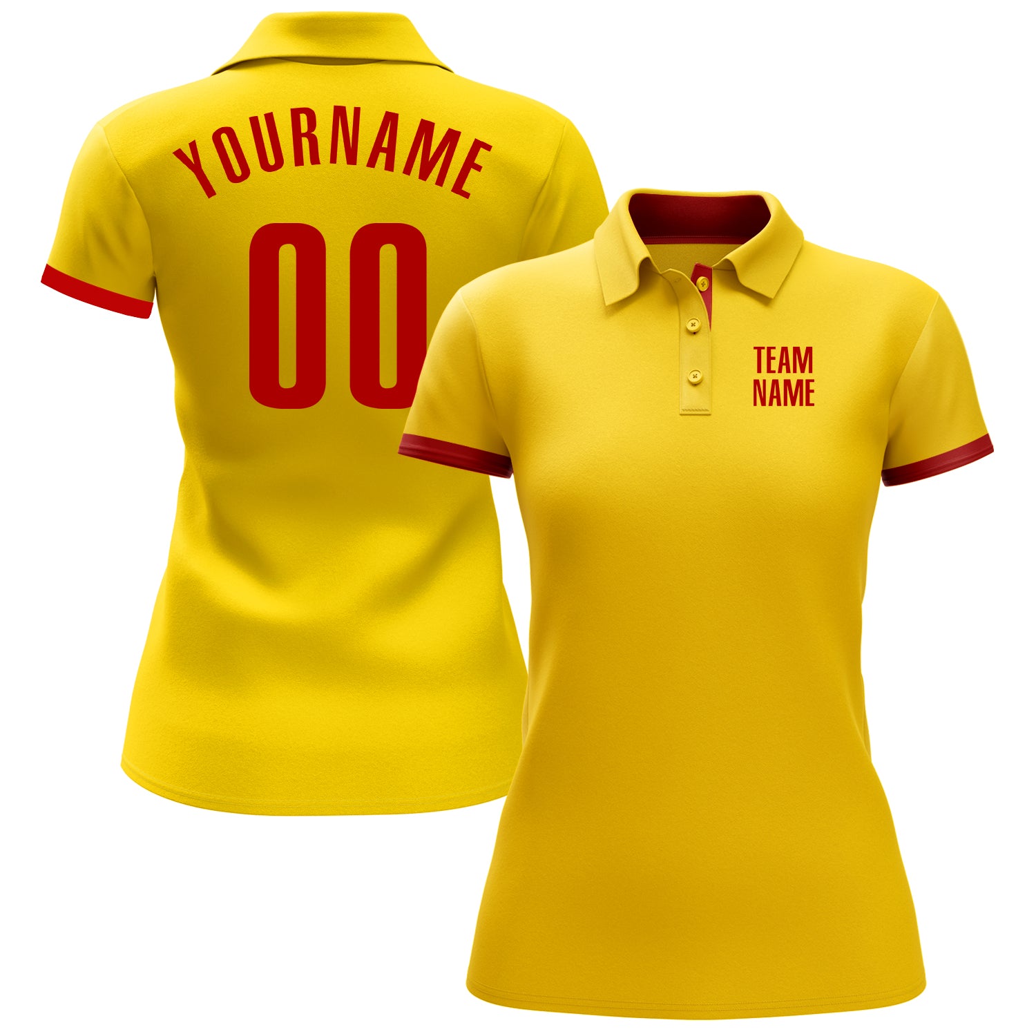Custom Yellow Red Performance Golf Polo Shirt