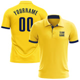 Custom Yellow Navy Performance Golf Polo Shirt
