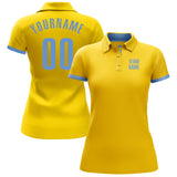 Custom Yellow Light Blue Performance Golf Polo Shirt
