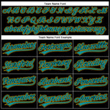 Custom Black Teal-Yellow Performance Vapor Golf Polo Shirt