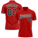 Custom Red Black-White Performance Vapor Golf Polo Shirt