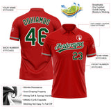 Custom Red Green-White Performance Vapor Golf Polo Shirt
