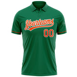 Custom Kelly Green Orange-White Performance Vapor Golf Polo Shirt