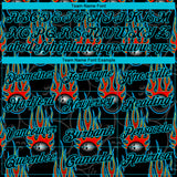 Custom Black Lakes Blue 3D Pattern Design Bowling Ball With Hotrod Flame Performance Polo Shirt