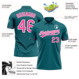 Custom Teal Pink-White Performance Vapor Golf Polo Shirt