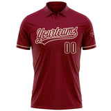 Custom Crimson Cream Performance Vapor Golf Polo Shirt