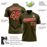 Custom Olive Red-Cream Performance Vapor Salute To Service Golf Polo Shirt