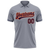 Custom Gray Navy-Orange Performance Vapor Golf Polo Shirt