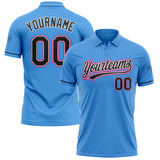 Custom Powder Blue Black-Hot Pink Performance Vapor Golf Polo Shirt