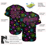 Custom Graffiti Pattern Black-Pink 3D Creative Colorful Stars Authentic Baseball Jersey