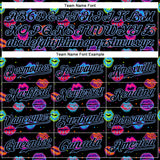 Custom Graffiti Pattern Black-Light Blue 3D Dots And Kiss Lips Authentic Baseball Jersey