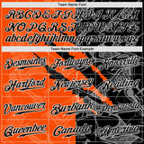 Custom Graffiti Pattern Black-Orange 3D Scratch Authentic Baseball Jersey