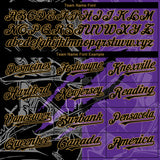 Custom Graffiti Pattern Black Purple-Old Gold 3D Scratch Authentic Baseball Jersey
