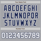 Custom Gray White-Navy Authentic Baseball Jersey