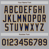 Custom Gray Navy Pinstripe Navy-Gold Authentic Baseball Jersey