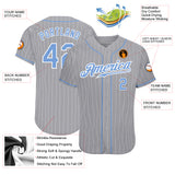 Custom Gray White Pinstripe Light Blue-White Authentic Baseball Jersey