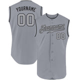 Custom Gray Gray-Black Authentic Sleeveless Baseball Jersey