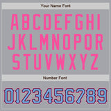 Custom Gray Light Blue-Pink Authentic Baseball Jersey