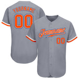 Custom Gray Orange White-Royal Authentic Baseball Jersey