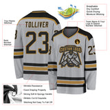 Custom Gray Black-Old Gold Hockey Jersey