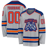 Custom Gray Orange-Royal Hockey Jersey