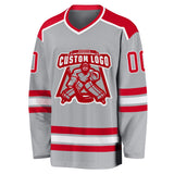 Custom Gray Red-White Hockey Jersey