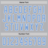Custom Gray Light Blue-White Hockey Jersey