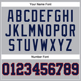 Custom Gray Navy Pinstripe Navy-Red Authentic Basketball Jersey