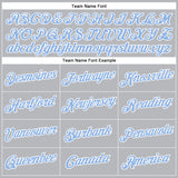 Custom Gray Light Blue-White Performance T-Shirt