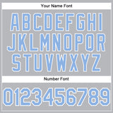 Custom Gray Light Blue-White Performance T-Shirt