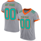 Custom Gray Aqua-Orange Mesh Authentic Football Jersey