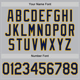 Custom Gray Navy-Gold Authentic Throwback Baseball Jersey