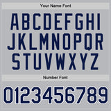 Custom Gray Navy-White Authentic Throwback Baseball Jersey