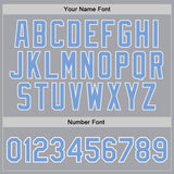 Custom Gray Light Blue-White Authentic Throwback Basketball Jersey