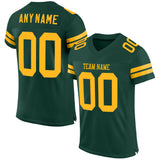 Custom Green Gold Mesh Authentic Football Jersey