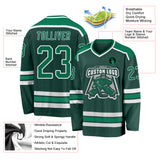 Custom Green Kelly Green-White Hockey Jersey
