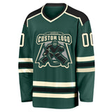 Custom Green Cream-Black Hockey Jersey
