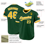Custom Green Gold-White Authentic Throwback Baseball Jersey
