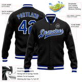 Custom Black Royal-White Bomber Full-Snap Varsity Letterman Jacket