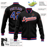 Custom Black Royal White-Orange Bomber Full-Snap Varsity Letterman Jacket
