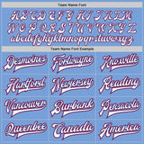 Custom Light Blue White Royal-Red Bomber Full-Snap Varsity Letterman Jacket