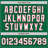 Custom Kelly Green White-Red Bomber Full-Snap Varsity Letterman Jacket