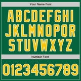 Custom Kelly Green Gold-White Bomber Full-Snap Varsity Letterman Jacket
