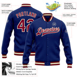 Custom Royal Maroon-Cream Bomber Full-Snap Varsity Letterman Jacket