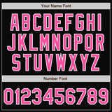 Custom Black Pink-White Bomber Full-Snap Varsity Letterman Jacket