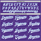 Custom Purple White-Light Blue Bomber Full-Snap Varsity Letterman Jacket