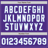 Custom Purple White-Light Blue Bomber Full-Snap Varsity Letterman Jacket