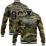 Custom Camo Black-Gray Bomber Full-Snap Varsity Letterman Salute To Service Jacket