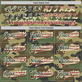 Custom Camo Vintage USA Flag Cream-Maroon Bomber Full-Snap Varsity Letterman Salute To Service Jacket