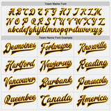 Custom White Brown Pinstripe Brown-Gold Bomber Full-Snap Varsity Letterman Jacket